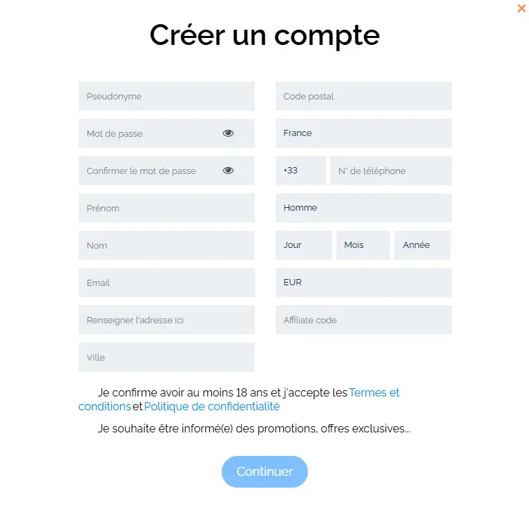 Processus d'inscription CRYPTO ROYAL CASINO